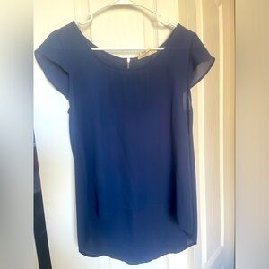 Hi lo Navy semi sheer blouse